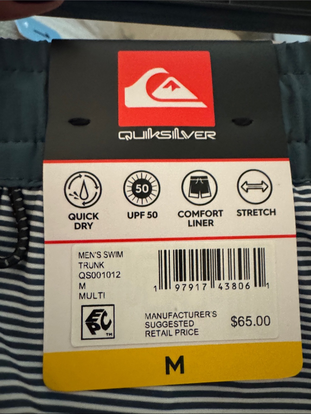 NWT | Quiksilver Teal and White Micro-Striped Boardshorts - Picture 7 of 8